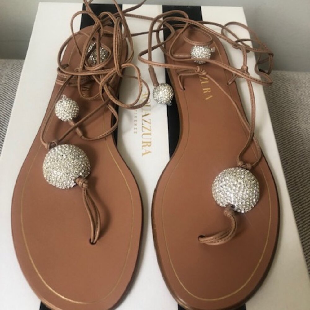 Aquazzura Jackie Crystal flat sandals - size 38